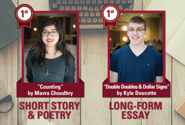 Image of two first place students for short story and long-form essay